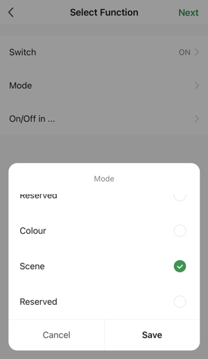 Mode screen